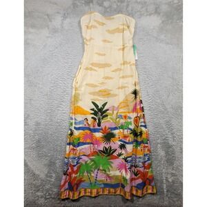 True Destinations Palm Scenic Strapless Maxi Dress Small Tropical‎ Print Thin